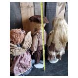 3 Very Cute Porcelain Dolls on Stands