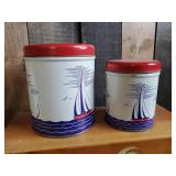 Large Lot of Mid Modern Décor - Recipe Box , Knife Holder, Tins