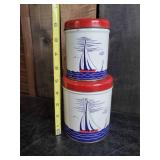 Large Lot of Mid Modern Décor - Recipe Box , Knife Holder, Tins