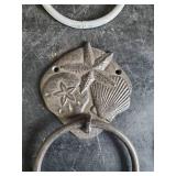 6 Cast Iron Beach Themed Towel Rings