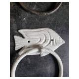 6 Cast Iron Beach Themed Towel Rings