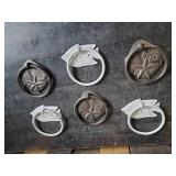 6 Cast Iron Beach Themed Towel Rings