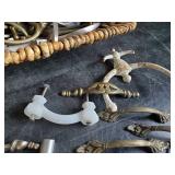 60+ Vintage and New Drawer Pulls and Woven Basket