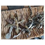 60+ Vintage and New Drawer Pulls and Woven Basket