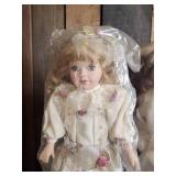 3 Solid Vintage Porcelain Dolls w/ Stands