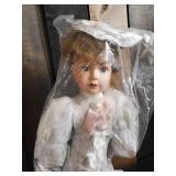 3 Solid Vintage Porcelain Dolls w/ Stands