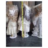3 Solid Vintage Porcelain Dolls w/ Stands