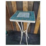 Beautiful Tall Tile Top Patio Side Table / Plant Stand