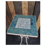 Beautiful Tall Tile Top Patio Side Table / Plant Stand