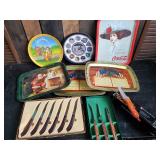 Cool Collection of Vintage Trays and Vintage Knives