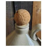 2 Great Mid Modern Pieces / Stoneware Jug and Blue Glass Grape Bottle