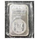 1 TROY OZ .999 FINE SILVER APMEX BAR