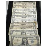 10 US BLUE SEAL $1 SILVER CERTIFICATES
