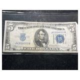 1934A US BLUE SEAL $5 SILVER CERTIFICATE