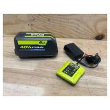 Ryobi RY401018 40v 20  Self-Propelled Battery Powered Lawn Mower with Charger and 6Ah Battery.