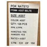 Pallet of 6 boxes of Belts 756 total belts