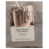 NEW BETTER HOMES & GARDENS FAUX FUR THROW GRAY