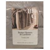 NEW BETTER HOMES & GARDENS FAUX FUR THROW GRAY