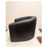 NEW TRUMANPICK ACCENT CHAIR FAUX LEATHER STUDDED BARREL BUCKET CLUB ARM CHAIR BLACK