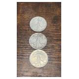 1941 p,d,s walking liberty half dollars