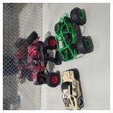 Lot of 3 RC Off Road Toy Vehicles Rock Force Buggy Monster Truck Sound Car w Remote Untested