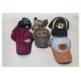 Lot of 4 Snapback Hats and 2 Visor - Adidas, Ariat, Mizzou, Yellowstone, and More