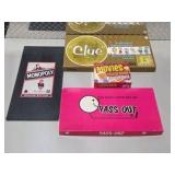 Vintage Board Game Lot - Clue, Monopoly, Pass-Out, Touring, & Movies Trivia