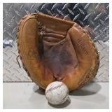 Vintage Wilson Baseball Mitt with Ball