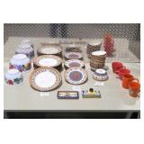Mixed Dishware Lot - Decorative Plates, Bowls, Cups and Butter Dish
