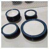 Blue Rim Dish Set - Plates, Bowls and Saucers