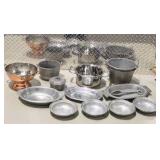 Mixed Metal Kitchenware Lot - Colander, Pots, Buckets and Serving Pieces