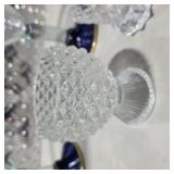 Art Glass & Crystal Decor Lot 2 Cobalt Blue Rim Martini Glasses, glass Owl and More
