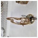 Vintage Gold Tone Swan Decor Lot Crystal Accent Candle Holders Basket Centerpiece