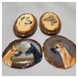 Lot of 4 Pieces Great Dane Dog Art Lot Hand Painted Agate Slabs and Hand Painted Wood Plaques AMCDC Award