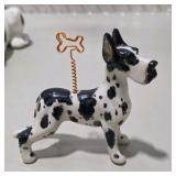 Great Dane Figurine Lot -  Harlequin Great Dane Living Stone 1987 Adult Figure + Mini Blue Witch Dog Figure