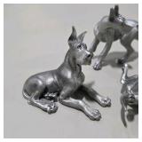 8 Piece Metal Pewter Dog Figurine Lot - Multiple Great Dane Sculptures Variety of Sizes