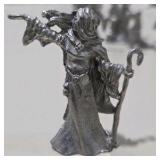 Fantasy Mini Figure Lot Winged Dragon Wizard Mage Sorcerer 6 Pc Silver Tone
