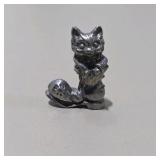 7 Pc Silver Tone Animal Figurine Lot Dogs Cats Pig Mini Metal Collectibles Set