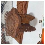 Hand Carved Wood Decor Lot Folding Corner Shelf Wicker Basket Prayer Plaque Home Blessing Sign