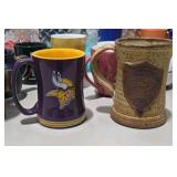Mixed Kitchen Lot - Vikings Mug, Assorted Mugs, Bowls, Baking Pans, Tray and More