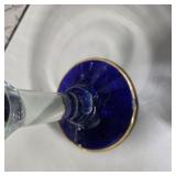 Art Glass & Crystal Decor Lot 2 Cobalt Blue Rim Martini Glasses, glass Owl and More