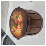 Vintage Home Decor Lot Galileo Thermometer, Wood Basket, Fenton Pink Glass Boot, & Girl Goose Lamp