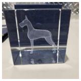 Vintage Great Dane Collectibles Lot Lucite Etched Dog Plaque in Case, Pin, Bow Tie, Photo Book