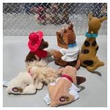 Lot 5pc Dog Plush Toys - Scooby-Doo Plush, Firefighter Dog, Pound Puppies PP Dog Plush