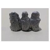 Silver Tone Mini Figurines 5 Pc Owl Bear Monkeys cow  Animal Lot