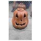 Lot of 2  Cement Cast Outdoor Fall Decor - Halloween Jack O Lanterns