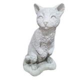 Concrete Sitting Cat Garden Statue Gray Cast Stone Outdoor Yard Porch Decor