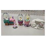 Vintage Easter Bunny Spring Decor Lot Train Egg Domes Figurine White Rabbit Statue