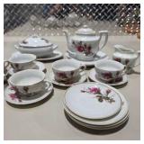 Mixed Vintage Japan Porcelain Tea Set Lot Floral Teapot Sugar Bowl Creamer Cups Plates