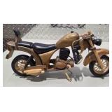 Vintage Handcrafted Wooden Motorcycle Model Desk Shelf Decor Black Seat Headlight